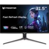 Monitor o przekątnej 31,5 cala z napisem "Fast Refresh Display" oraz specyfikacją techniczną: WQHD 2560x1440, 180 Hz, 0,5 ms, AMD FreeSync. Na ekranie widoczna jest postać w futurystycznym stroju na tle miasta, a w górnym rogu znajduje się logo "Predator"