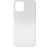 Na zdjęciu widać białe etui na telefon z wycięciem na aparat oraz czarny telefon z widocznym logo w kształcie nadgryzionego jabłka. Etui jest umieszczone obok telefonu, a jego powierzchnia jest gładka i błyszcząca.