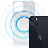 Na zdjęciu znajduje się białe etui na telefon, które jest umieszczone obok czarnego smartfona. Obok widocznego etui znajduje się opakowanie z logo "3mk" oraz napisami "Premium back protection" i "Military Grade".