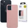 Różowe etui na telefon jest pokazane obok czarnego smartfona, a w tle znajduje się opakowanie z logo "3mk" i napisem "Premium back protection". Na opakowaniu widoczna jest także żółta naklejka z napisem "Military Grade".