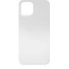 Na zdjęciu widoczne jest białe etui z wycięciem na aparat, przeznaczone do telefonu Apple iPhone 12. Obok etui znajduje się czarny telefon z logo w kształcie nadgryzionego jabłka oraz podwójnym obiektywem aparatu.