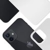 Na zdjęciu widoczne jest białe etui z przezroczystym obszarem na aparat, za którym znajduje się czarny telefon z logo w kształcie nadgryzionego jabłka. W tle etui widać niebieskie, koncentryczne okręgi sugerujące funkcję magnetyczną.