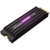 Czarny dysk SSD z radiatorem, na którym widnieje napis "micron crucial T710" oraz świecący pasek LED. Dysk ma złote złącze na jednym końcu.