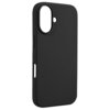 Czarne etui na telefon z wycięciami na aparat i przyciski, wykonane z gładkiego materiału. Produkt przeznaczony do Apple iPhone 16, kompatybilny z MagSafe.