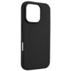 Czarne etui na telefon z wycięciem na aparat i przyciski, wykonane z gładkiego materiału. Produkt nie zawiera widocznych napisów ani logo.