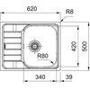 Zlewozmywak jednokomorowy z ociekaczem FRANKE Spark SKN 611-62/50 101.0712.223 Stalowy 50x62 Wykonanie Stal szlachetna