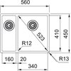 Zlewozmywak półtorakomorowy FRANKE Box BXX 260/160-34-16 127.0369.916 Stal szczotkowana 45x56 Typ Montowany na równi z blatem