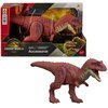 Pudełko z figurką dinozaura Aucasaurus z serii Jurassic World, z widocznym logo Jurassic World i Mattel, oraz napisami "Wild Roar" i "Aucasaurus". Figurka przedstawia czerwono-brązowego dinozaura z otwartą paszczą, umieszczoną przed opakowaniem.
