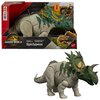 Pudełko z figurką dinozaura Spiclypeus z serii Jurassic World, z widocznym logo Jurassic World i napisem "Spiclypeus" oraz "Mattel". Figurka ma zielono-szare ubarwienie z pomarańczowymi akcentami na głowie.