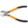 Na zdjęciu widoczne są szczypce z pomarańczowymi uchwytami i metalowymi ostrzami, na których znajduje się napis "NEO TOOLS". Uchwyt narzędzia pokryty jest czarnym materiałem antypoślizgowym.