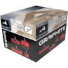 Opakowanie produktu "Szczotki GRAPHITE 57T437 (4 sztuki)" z widocznymi napisami: "x4", "EN 1083-2", "HEX 1/4”", "DO CZYSZCZENIA" oraz logo "GRAPHITE". Na opakowaniu znajdują się również ilustracje szczotek z czerwonym włosiem.