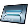 Tablet z dużym ekranem wyświetla abstrakcyjny, niebieski wzór. W dolnym rogu widoczny jest napis "OnePlus Pad Lite".