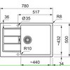 Zlewozmywak jednokomorowy z ociekaczem FRANKE Sirius 2.0 S2D 611-78 XL 143.0618.577 Onyx 50x78 Komora 1 440 x 432 x 200 mm