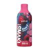 Butelka syropu do saturatorów o pojemności 500 ml z etykietą w kolorze różowym, ozdobioną grafiką malin i dzikiej róży. Na etykiecie widnieją napisy: "push-air", "polskie SMAKI", "MALINA & DZIKA RÓŻA", "KONCENTRAT OWOCOWY O SMAKU MALINY I DZIKIEJ RÓŻY", o