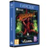 Okładka gry "Rougecraft DX" na konsolę Evercade, przedstawia fantastyczną scenę z czerwonymi mackami i kamiennymi posągami, z tekstem: "16-Bit Roguelike", "Single-Game Cartridge", "AMIGA", oraz oznaczeniem wiekowym "12" i nagrodą "Indie Game Awards Best R