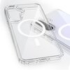 Przezroczyste etui na telefon, widoczne z boku, ukazuje gładką powierzchnię z delikatnym wycięciem na przyciski. Etui ma wzmocnione krawędzie, co sugeruje dodatkową ochronę dla urządzenia.