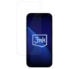 Na zdjęciu widoczny jest smartfon z wyświetlaczem, na którym znajduje się logo "3mk" na niebieskim tle, a obok niego przezroczyste szkło hartowane. Produkt to "Szkło hartowane 3MK HardGlass do Apple iPhone 16 Pro Max / 17 Pro Max".