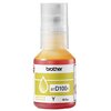 Butelka z tuszem w kolorze żółtym o pojemności 48.8 ml, z etykietą zawierającą logo "brother" oraz oznaczenie "BTD100Y". Na etykiecie widoczna jest także ikona kropli oraz litera "Y".