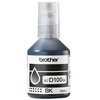 Butelka z czarnym tuszem o pojemności 108 ml, oznaczona etykietą z napisem "brother BT D100BK BK 108.0 ml". Na etykiecie widoczna jest również grafika kropli tuszu.