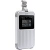 Przedstawiony na obrazie produkt to przenośny router z wyświetlaczem, na którym widoczne są informacje o zużyciu danych, wynoszącym 220.25 GB, oraz ikonki sygnalizujące połączenie Wi-Fi i sieć 5G. Na ekranie znajduje się również data rozpoczęcia pomiaru d