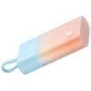 Niebiesko-pomarańczowy powerbank z napisem "20W" na pomarańczowej części oraz logo "Baseus" na niebieskiej części. Produkt ma zaokrąglony kształt i pętelkę do przenoszenia.