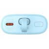 Niebieski powerbank z pomarańczowym portem USB typu C, obok którego znajduje się przycisk z symbolem włączania. Na obudowie widoczny jest tekst: "Type-C输入/输出: Type-C输出/Output: 5V=2.4A, 9V=2.22A, 12V=1.5A".
