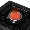 Zdjęcie przedstawia zbliżenie na element grzewczy kuchenki turystycznej, z widoczną metalową siatką i ceramicznym zapalnikiem. W tle widać fragmenty obudowy kuchenki o błyszczącej, ciemnej powierzchni.