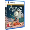 Okładka gry "The Outer Worlds 2 Premium Edition" na PS5 przedstawia postać z głową w kształcie księżyca w cylindrze, stojącą na kolorowym stworzeniu w krajobrazie kosmicznym. Widoczne są logotypy "PEGI 18", "Obsidian" oraz "Xbox Game Studios", a także tek