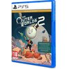 Okładka gry "The Outer Worlds 2 Premium Edition" na PS5 przedstawia postać z głową w kształcie księżyca, trzymającą broń, stojącą na kolorowym stworzeniu na tle kosmicznego krajobrazu. Widoczny jest tekst: "Premium Edition Includes: The Outer Worlds 2 Bas