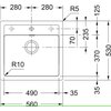 Zlewozmywak jednokomorowy FRANKE Sirius SID 610-49 114.0205.049 Onyx 53x56 Komora 1 490 x 370 x 200 mm