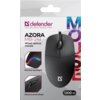 Opakowanie przedstawia czarną mysz przewodową z logo "defender" oraz napisami "AZORA MB-241" i "Wired optical mouse". Widoczne są również informacje o "Rainbow backlight", "Silicone scroll wheel" oraz oznaczenie "1200 dpi".