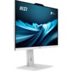 Monitor komputera z cienkimi ramkami, wyświetlający abstrakcyjną grafikę w odcieniach niebieskiego. Na ekranie widoczne są logotypy "MSI" oraz "Pro Series".