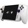 Biała konsola do gier z wyświetlaczem, na którym widoczne są loga ROG i Xbox. Konsola posiada kolorowe przyciski i analogowe drążki, a na obudowie widnieje napis "ROG".