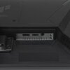 Monitor o przekątnej 27 cali z logo "ASUS" w lewym górnym rogu ekranu oraz napisem "TUF GAMING" na środku. Ekran wyświetla grafikę z pomarańczowym logo TUF na ciemnym tle.