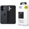 Czarne etui na smartfon jest pokazane obok opakowania z logo "3mk" i oznaczeniem "Military Grade". Na opakowaniu widnieje napis "Frameless Case" oraz "Premium back protection".