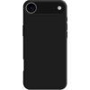Czarne etui na telefon z wycięciem na aparat i lampę błyskową. Powierzchnia etui jest matowa i gładka.