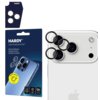 Opakowanie produktu z napisem "HARDY Lens Protection Pro" oraz grafiką przedstawiającą telefon z nałożoną ochroną na obiektyw. Obok znajduje się zdjęcie telefonu z trzema obiektywami, na które nałożone są okrągłe nakładki ochronne.