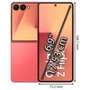 Czerwony smartfon z dwoma aparatami z tyłu i dużym ekranem z przodu, na którym widnieje napis "Galaxy Z Flip" oraz oznaczenie przekątnej 6.9" (17.53 cm). Obok urządzenia podane są wymiary: 166.7 mm wysokości i 75.2 mm szerokości.