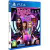 Okładka gry "BRATZ Rhythm & Style" na PS4 przedstawia cztery postacie w stylizacjach scenicznych na tle kolorowych świateł. Widoczne są logotypy PS4, OG Outright Games oraz oznaczenie wiekowe 3 z informacją o dostępności aktualizacji na PS5.