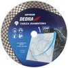 Na zdjęciu znajduje się tarcza diamentowa z napisem "HP1036 DEDRA TARCZA DIAMENTOWA" oraz oznaczeniem "230 mm". Widoczne są również piktogramy dotyczące bezpieczeństwa, specyfikacje techniczne "max 6600 min⁻¹, 80 m/s, Ø 230 / 22,2 mm" oraz oznaczenie "EN1