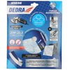 Opakowanie produktu "Tarcza do cięcia DEDRA H1036 230 mm" z widocznym logo DEDRA, zawiera informacje o kształcie segmentów "rybia łuska", maksymalnej prędkości 6600 min⁻¹, grubości dysku 1,6 i 2,4 mm oraz przeznaczeniu do cięcia i szlifowania materiałów t
