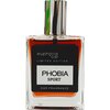 Prostokątna butelka z przezroczystego szkła z metalowym korkiem, zawierająca pomarańczowy płyn. Na etykiecie widnieje napis: "euphoria car LIMITED EDITION PHOBIA SPORT CAR FRAGRANCE".