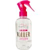 Przezroczysta butelka z różowym atomizerem zawiera napis "euphoria car LUXURO KILLER ZAPACHÓW FRAGRANCE SPRAY HOME & CAR 200ML". Produkt jest przeznaczony do neutralizacji zapachów.