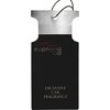 Czarny odświeżacz do samochodu z napisem "euphoria car" w górnej części oraz "EXCLUSIVE CAR FRAGRANCE" w dolnej części. Produkt ma prostokątny kształt z zaokrąglonymi rogami i otworem na sznurek u góry.