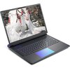 Laptop z dużym ekranem wyświetla obraz przedstawiający białą, futrzastą postać z rogami na tle zimowego krajobrazu. Na obudowie pod ekranem widoczny jest napis "ALIENWARE", a w prawym dolnym rogu ekranu znajdują się logotypy "BLACK DESERT" i "PEARL ABYSS"