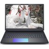 Na zdjęciu widoczny jest laptop z klawiaturą podświetlaną na niebiesko oraz dużym, kolorowym touchpadem. Ekran laptopa jest częściowo otwarty, a na nim wyświetlana jest dynamiczna scena z gry komputerowej.
