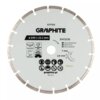 Na zdjęciu znajduje się tarcza do cięcia z oznaczeniami: "57T313", "GRAPHITE", "Ø 230 x 22.2 mm", "EN13236", oraz piktogramami dotyczącymi bezpieczeństwa. Widoczny jest również adres strony internetowej "graphite.pl" oraz numer "302.1224".