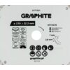 Tarcza do cięcia GRAPHITE 57T321 o średnicy 230 mm i otworze 22,2 mm, z oznaczeniami dotyczącymi cięcia betonu, diamentowego ostrza, trybu turbo oraz możliwości pracy na mokro i sucho. Widoczne są również piktogramy dotyczące maksymalnej prędkości 80 m/s,