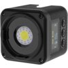 Kompaktowa lampa LED z widocznym centralnym źródłem światła otoczonym diodami, posiada wyświetlacz z napisem "RGB MODE 359° 100%". Obok wyświetlacza znajdują się trzy przyciski, a obudowa ma teksturowaną powierzchnię.