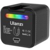 Kompaktowa lampa LED z widocznym logo "Ulanzi" oraz oznaczeniami: "L3", "5W CCT/RGB", "2700-7000K CCT", "0-360° RGB", "7.4V 800mAh". Na górze znajduje się kolorowy pasek z oznaczeniami kątów 0°, 180°, 360°, a poniżej port oznaczony "5V/1A".